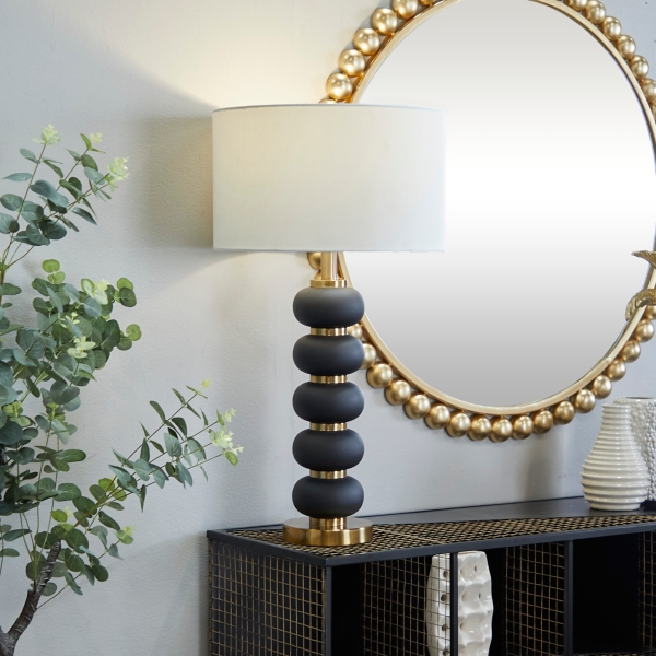 Black Gold Metal Spindle Table Lamp