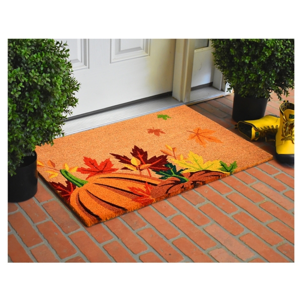 Modern Fall Leaves Outdoor Doormat