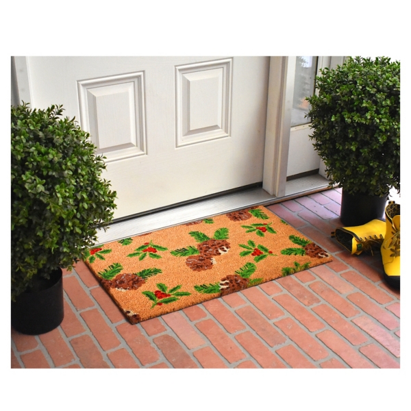 Outdoor Holly and Pine Christmas Doormat Kirklands Home