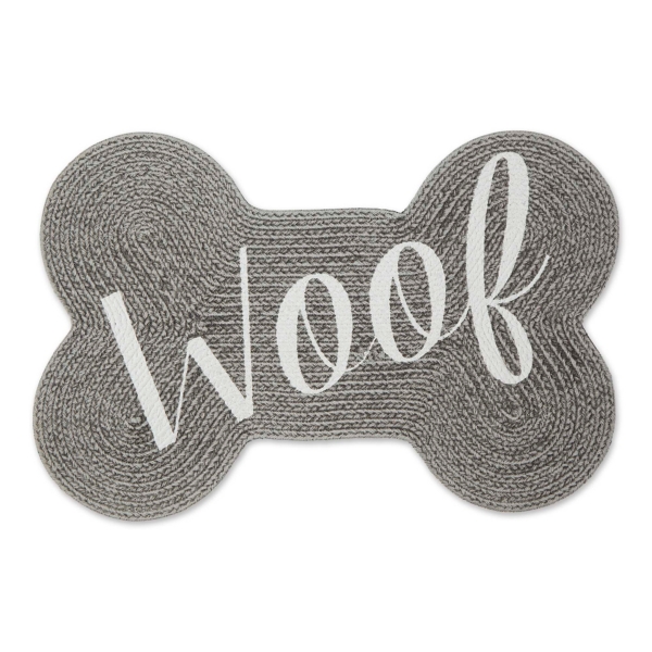 Gray Woof Bone Pet Bowl Mat