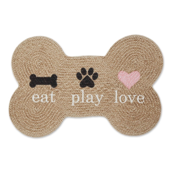 Tan Eat Play Love Bone-Shaped Pet Bowl Mat | Kirklands Home