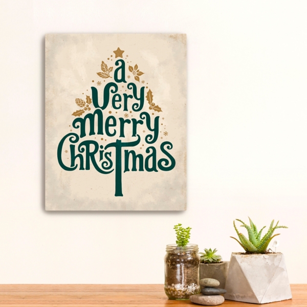 Green Very Merry Christmas Canvas Art Print