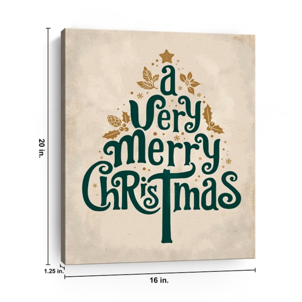 Green Very Merry Christmas Canvas Art Print