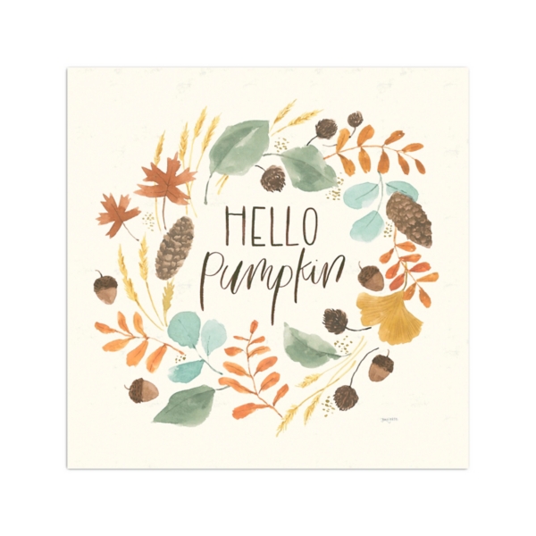 Hello Fall Wreath Harvest Canvas Wall Plaque