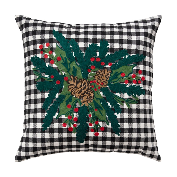 Black Gingham Mistletoe Christmas Throw Pillow | Kirklands Home