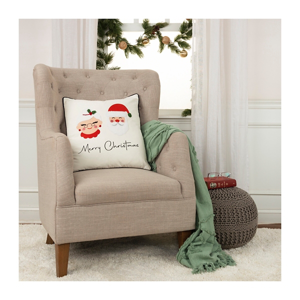 Kringle Chenille Santa Suit Pillow 18x18 - Allysons Place