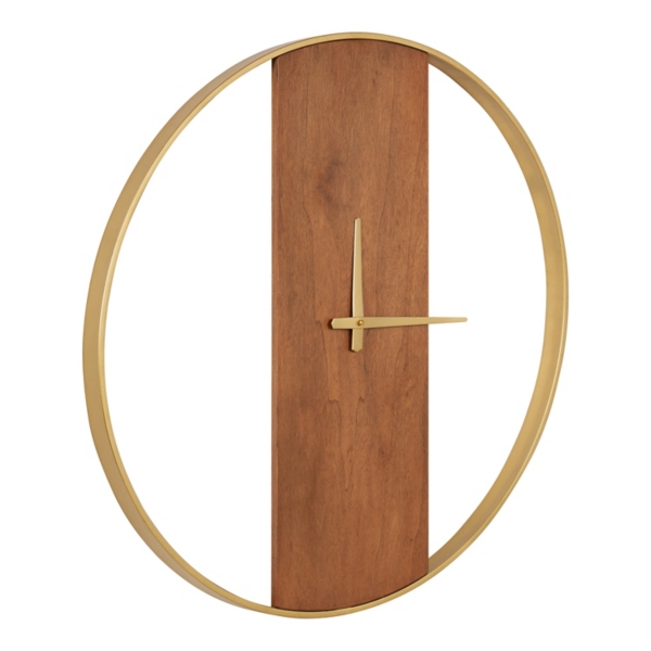 Gold Ladd Natural Wood Wall Clock Kirklands Home   288107