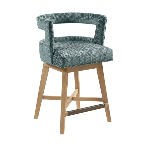 Blue Upholstered Low Back Swivel Counter Stool Kirklands Home