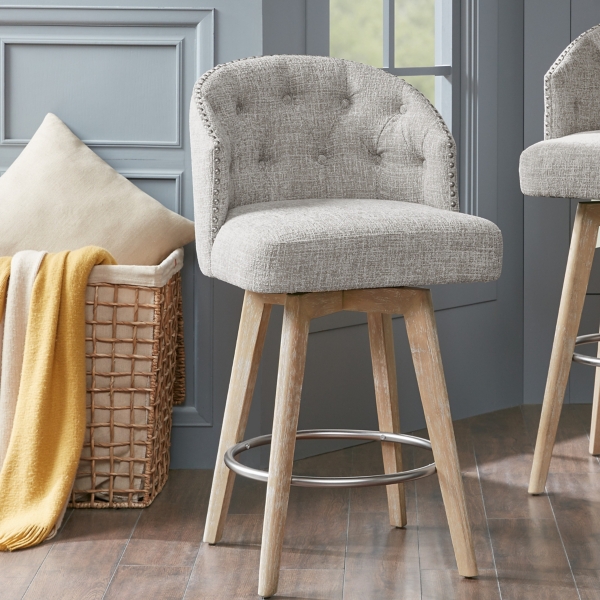 Gray Button Tufted Back Swivel Counter Stool Kirklands Home