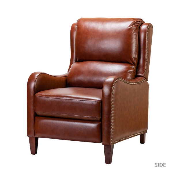 Armen Living Montague Dual Power Headrest and Lumbar Support Recliner Chair in Genuine Brown Leather