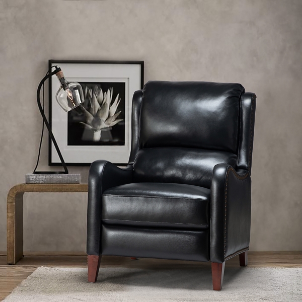 Arturo Black Leather Wingback Recliner