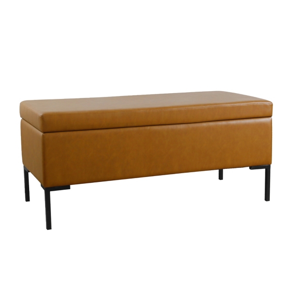 Caramel leather 2024 storage ottoman