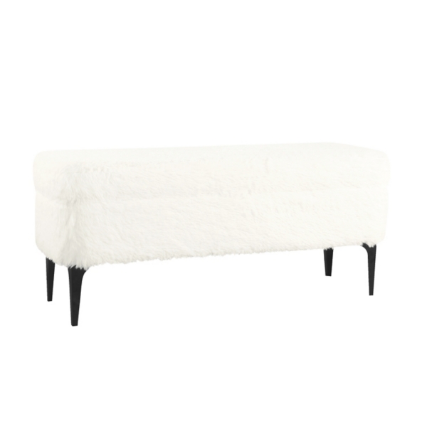 White Fur Storage Bench Kirklands Home