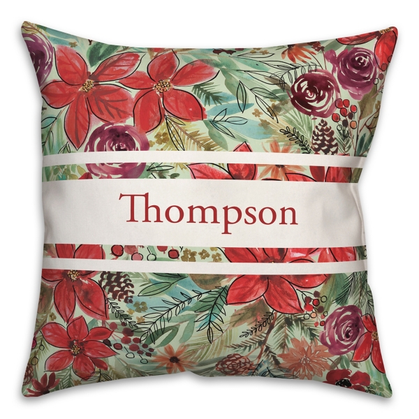 Personalized Holiday Blooms Outdoor Pillow Kirklands Home