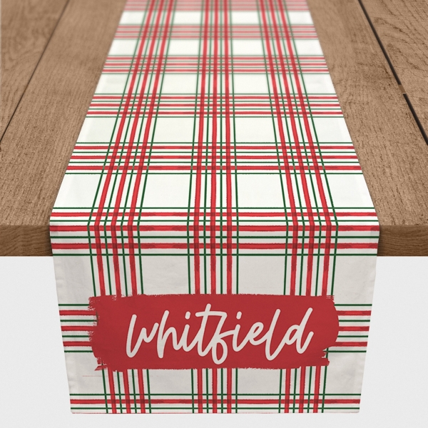 Personalized Christmas Plaid Table Runner, 72 in. Kirklands Home