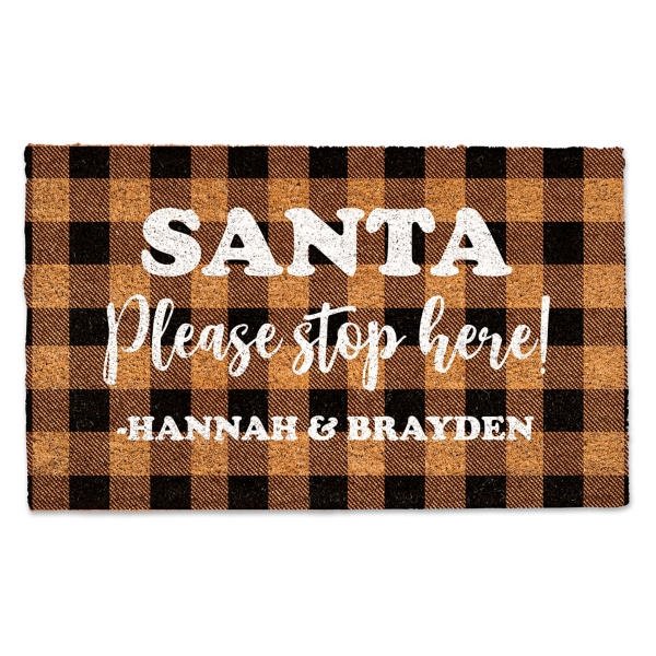 Personalized Santa Stop Here Doormat Kirklands Home