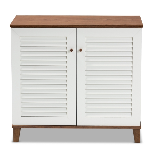 Collier Two-Tone Slatted Shoe Storage Cabinet
