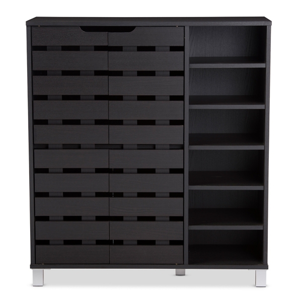 Aldrich Black Slatted Shoe Storage Cabinet