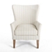 Light Blue Stripe Wingback Accent Chair