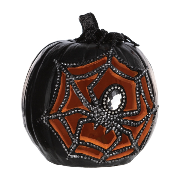 LED Black Cobweb Pumpkin | Kirklands Home