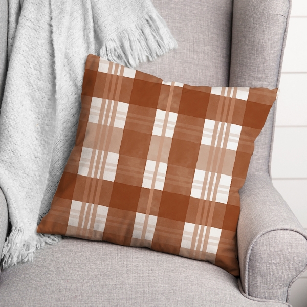 Orange plaid hot sale pillow