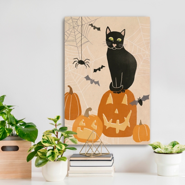 Jack 'O Lantern Cat Halloween Wall Plaque, 24 in. Kirklands Home