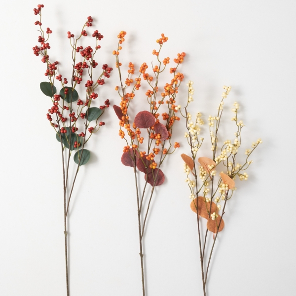 TriColor Fall Berry Leaf Stems, Set of 3 Kirklands Home