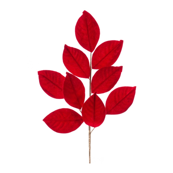 Red Magnolia Leaf Sprays, Set of 6