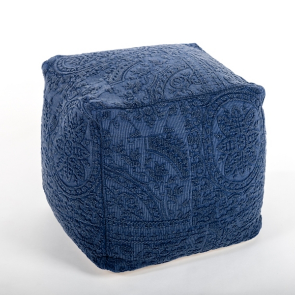 Denim Woven Jacquard Pouf Kirklands Home