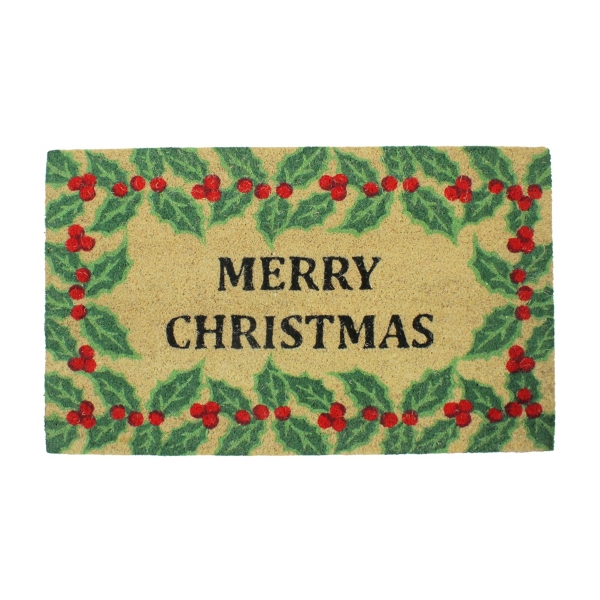 Merry Christmas Holly Doormat Kirklands Home