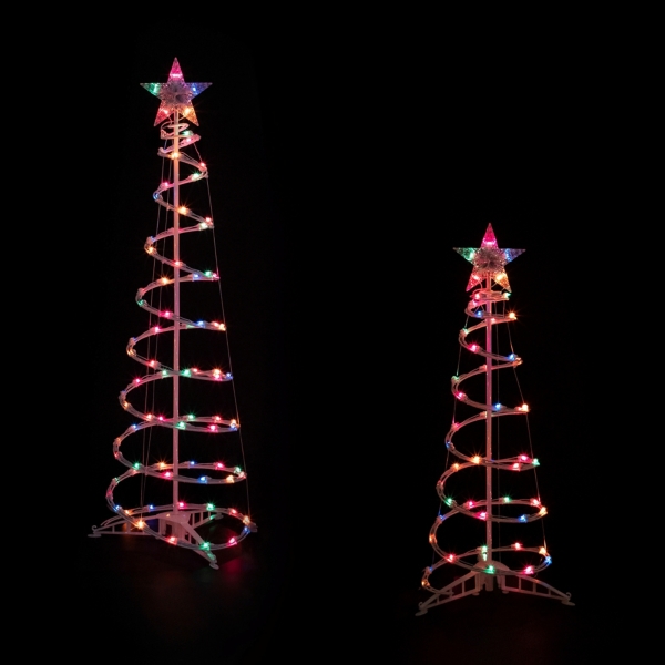 PreLit Multicolor White Spiral Trees, Set of 2 Kirklands Home