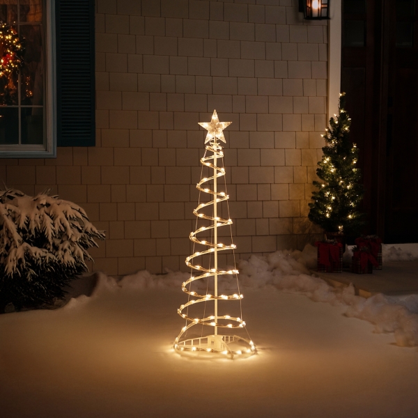 Pre-Lit Clear White Spiral Tree, 4 ft.