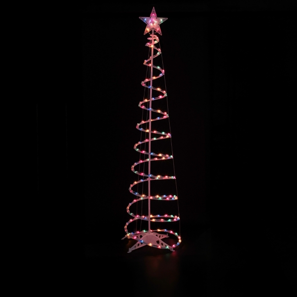 Pre-Lit Multicolor White Spiral Tree, 6 ft.