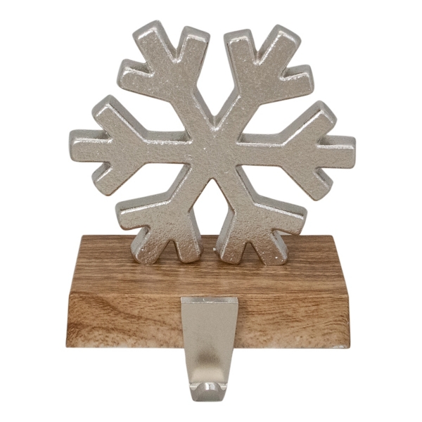 Silver Snowflake Wood Base Stocking Holder Kirklands Home