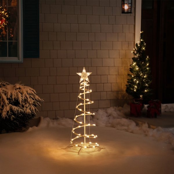 Pre-Lit Clear White Spiral Tree, 3 ft.