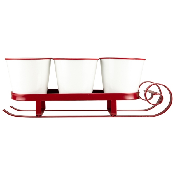 Red Sleigh Holding Buckets Figurine