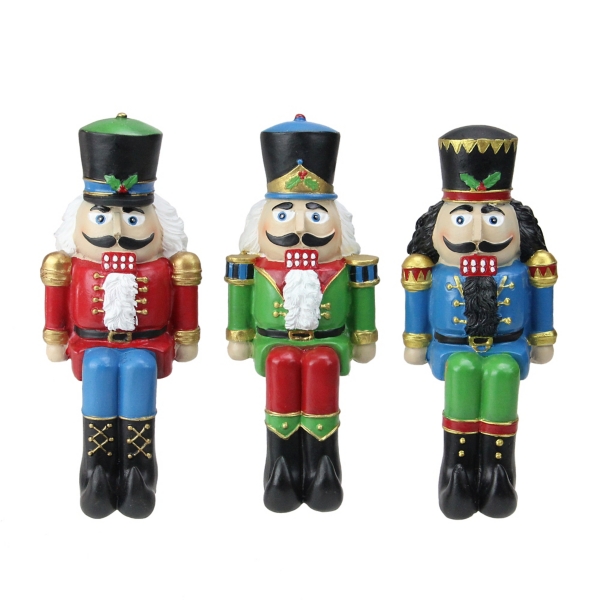 Sitting Nutcrackers Stocking Holders, Set of 3