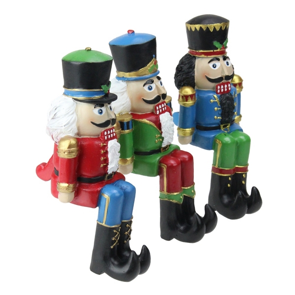 Sitting Nutcrackers Stocking Holders, Set of 3