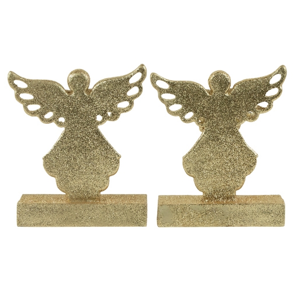 Glittery Gold Angel Stocking Holders, Set of 2