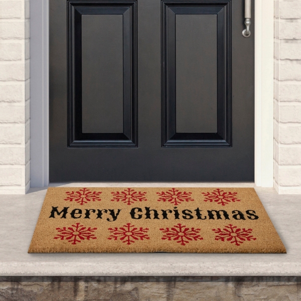 Holly Red Snowflake Christmas Doormat Kirklands Home