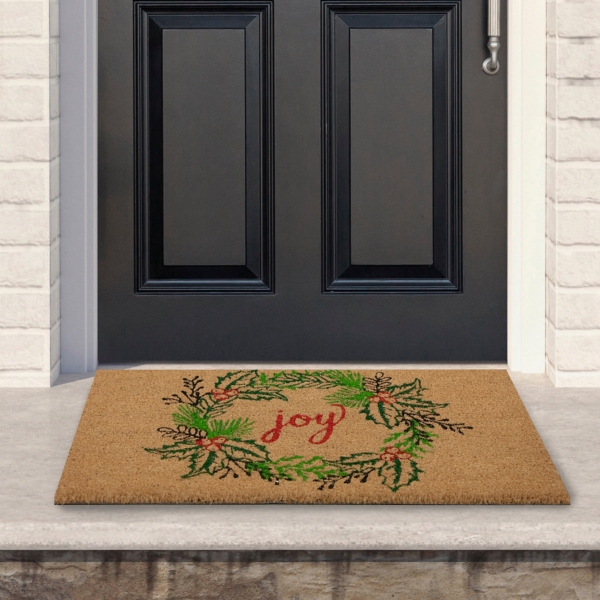 Joy Wreath Decorative Christmas Doormat Kirklands Home