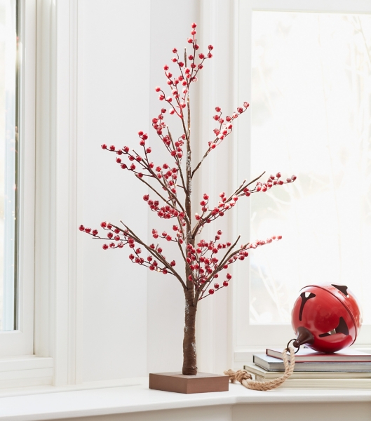 Pre-Lit Red Berry Winter Tree, 38 in.