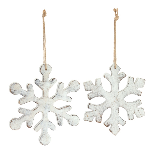 Distressed Wooden Snowflake Spindles, 3/Set