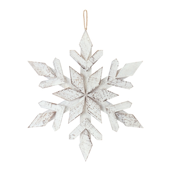 White Wood Large 6-pc. Snowflake Ornament Set | Kirklands Home