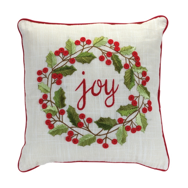 Melrose Beaded Joy and Noel Holiday Pillow (Set of 2)