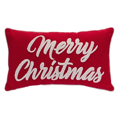 Red & White Ho Ho Ho Oblong Christmas Throw Pillow, 14x24