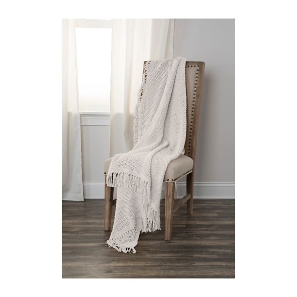 White Cotton Tassel Throw