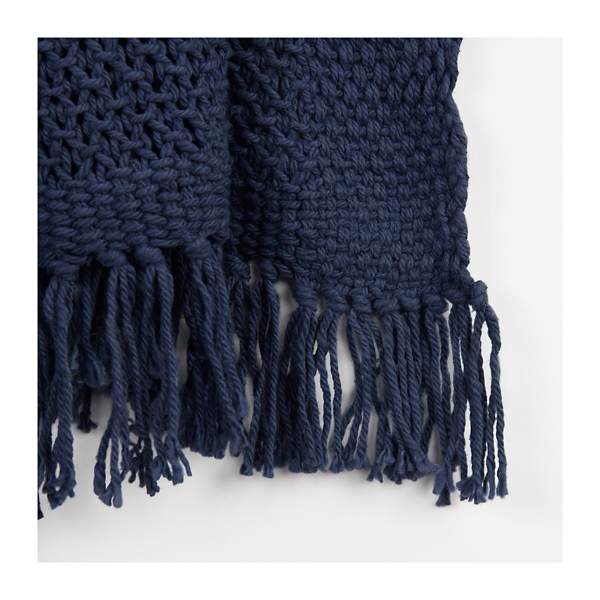 Navy Cotton Tassel Throw