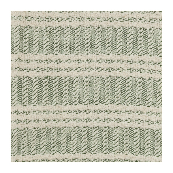 Green and Ivory Striped Cotton Throw