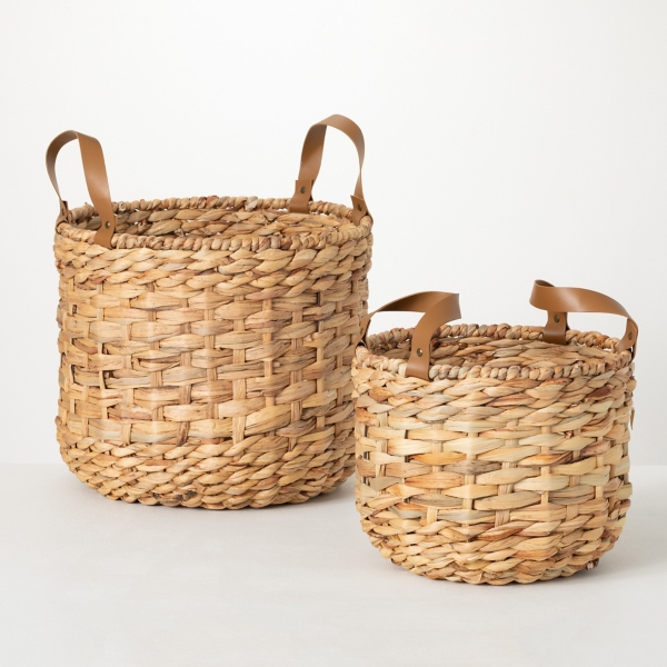 Woven Leather Basket